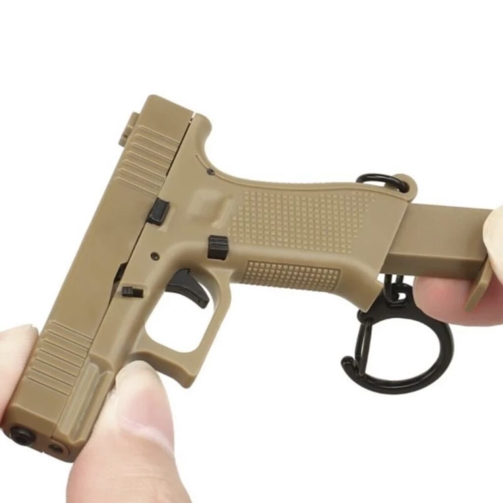 Mini Glock 17 with moving parts and removable magazine in tan