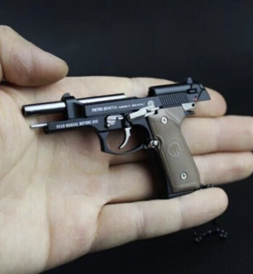 Mini Beretta 92f Gun Keychain Keyring Metal With Working Parts