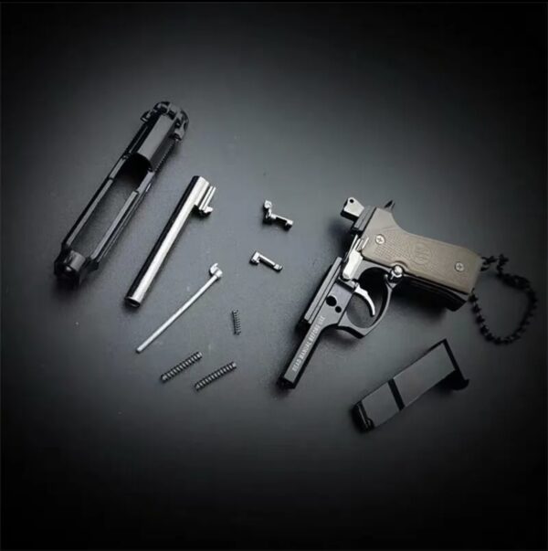 Mini Beretta 92f Gun Keychain Keyring Metal With Working Parts