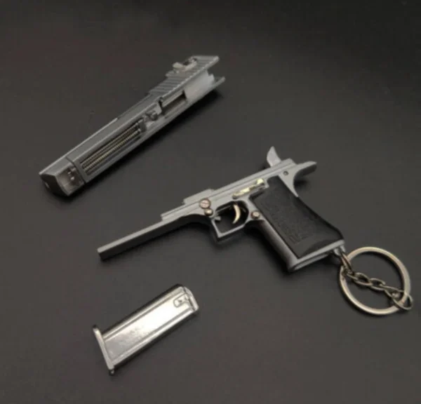 Mini Desert Eagle Gun Keychain Keyring Metal With Working Parts