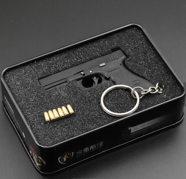 Mini GLOCK 17 Keychain, Luxury 1:3 Model With Moving Parts and 6 Ejecting Shells