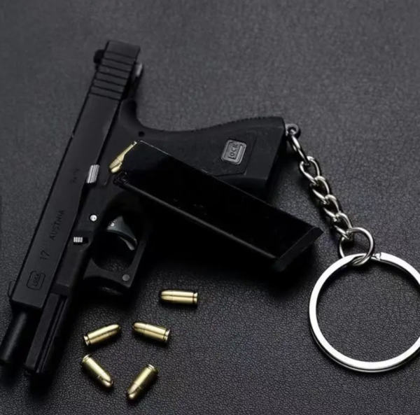 Mini GLOCK 17 Keychain, Luxury 1:3 Model With Moving Parts and 6 Ejecting Shells