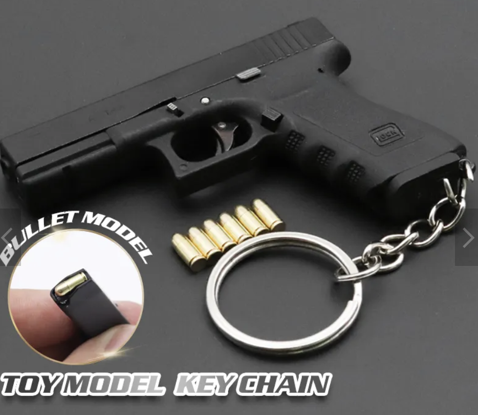 Mini GLOCK 17 Keychain, Luxury 1:3 Model With Moving Parts and 6 Ejecting Shells
